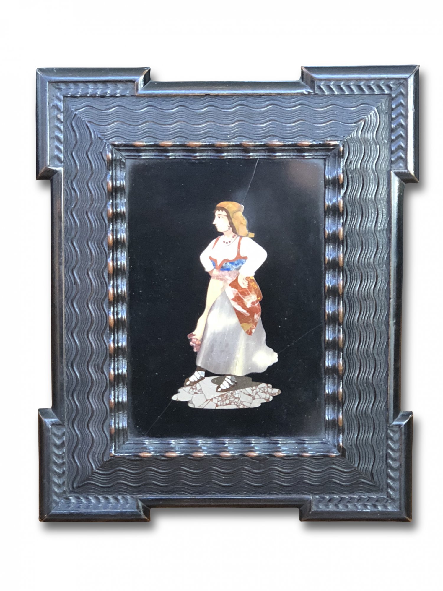 19th Century Pietra Dura Framed Lady Plaque, c. 1870