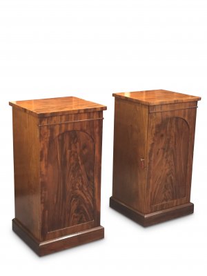 Large Pair of Victorian Mahogany Side Cabinets, One with Secret Compartment
