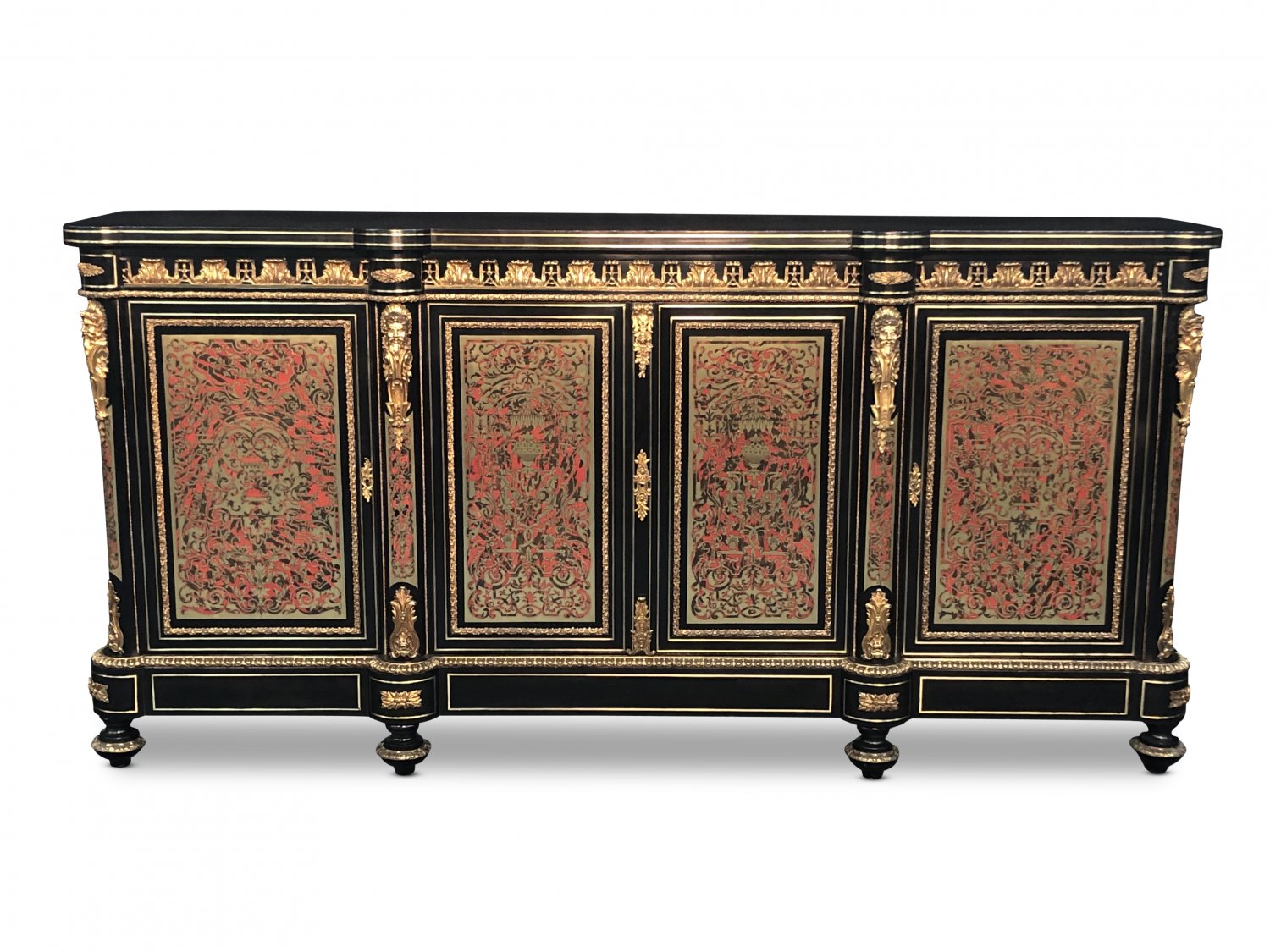 19th-Century French Boulle and Ebonised Four-Door Sideboard