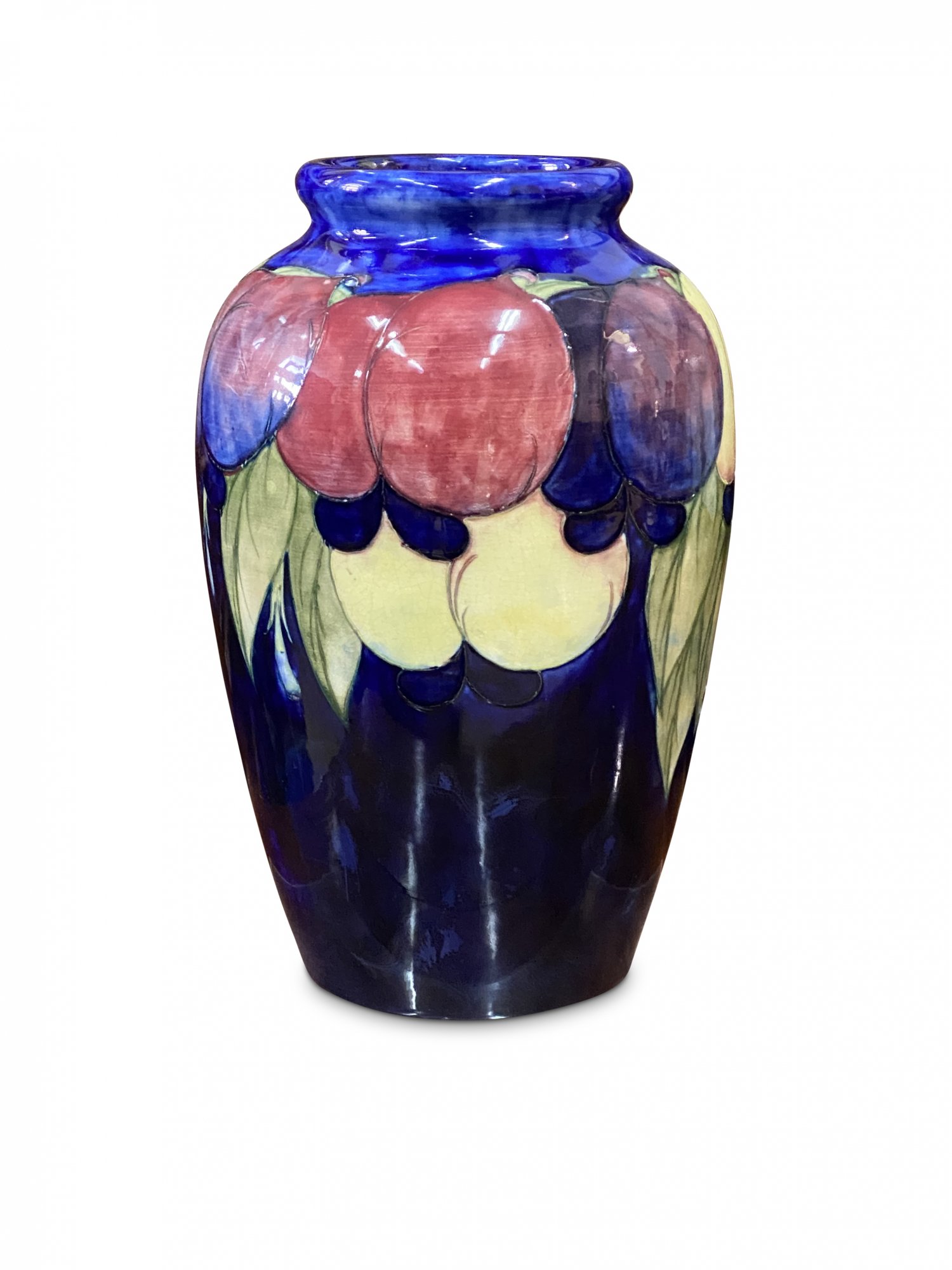 William Moorcroft  Pottery, Plum Wisteria (Cobalt Blue) Vase
