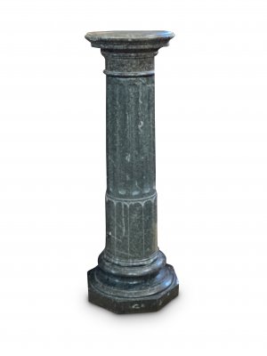 19th-century French green marble turned pedestal with fluted columns