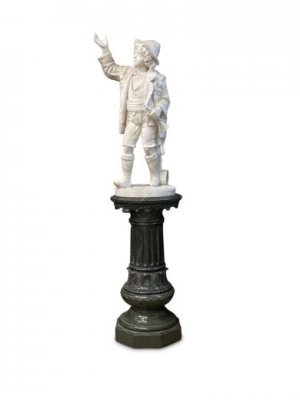 Italian 19th-century sculpted marble figure of a young boy standing on a pedestal, Pietro Bazzanti (1847-1881)