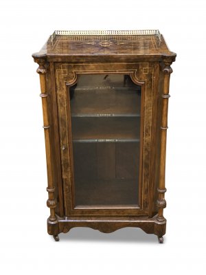 Victorian Burr Walnut Single Door Music Cabinet