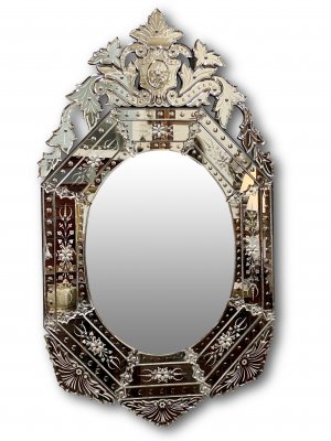 Large Antique Venetian Glass Wall Mirror