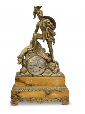 ‘Jason and the Golden Fleece’ Bronze & Siena Marble Mantle Clock