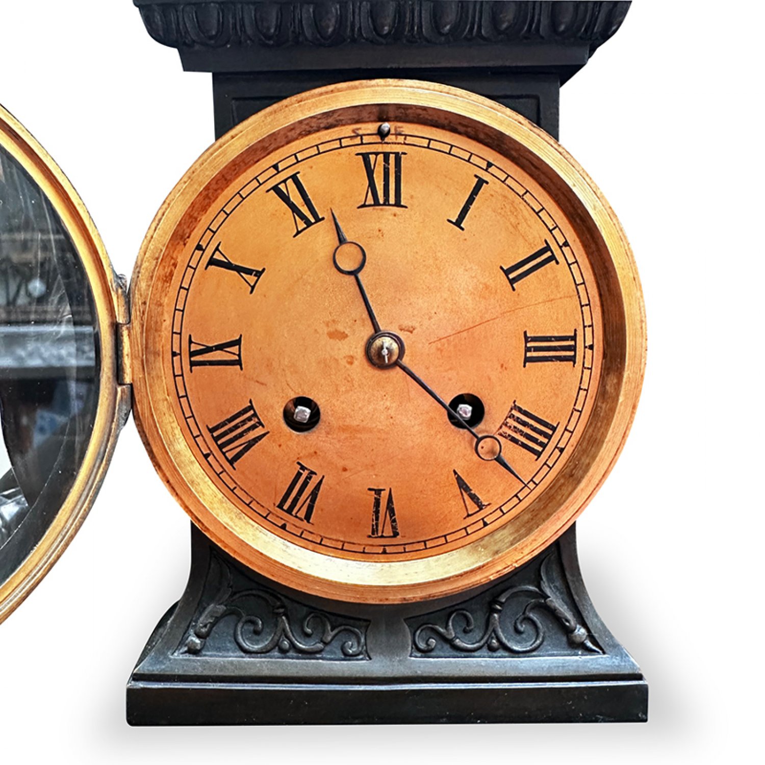 French bronze figured mantle clock
