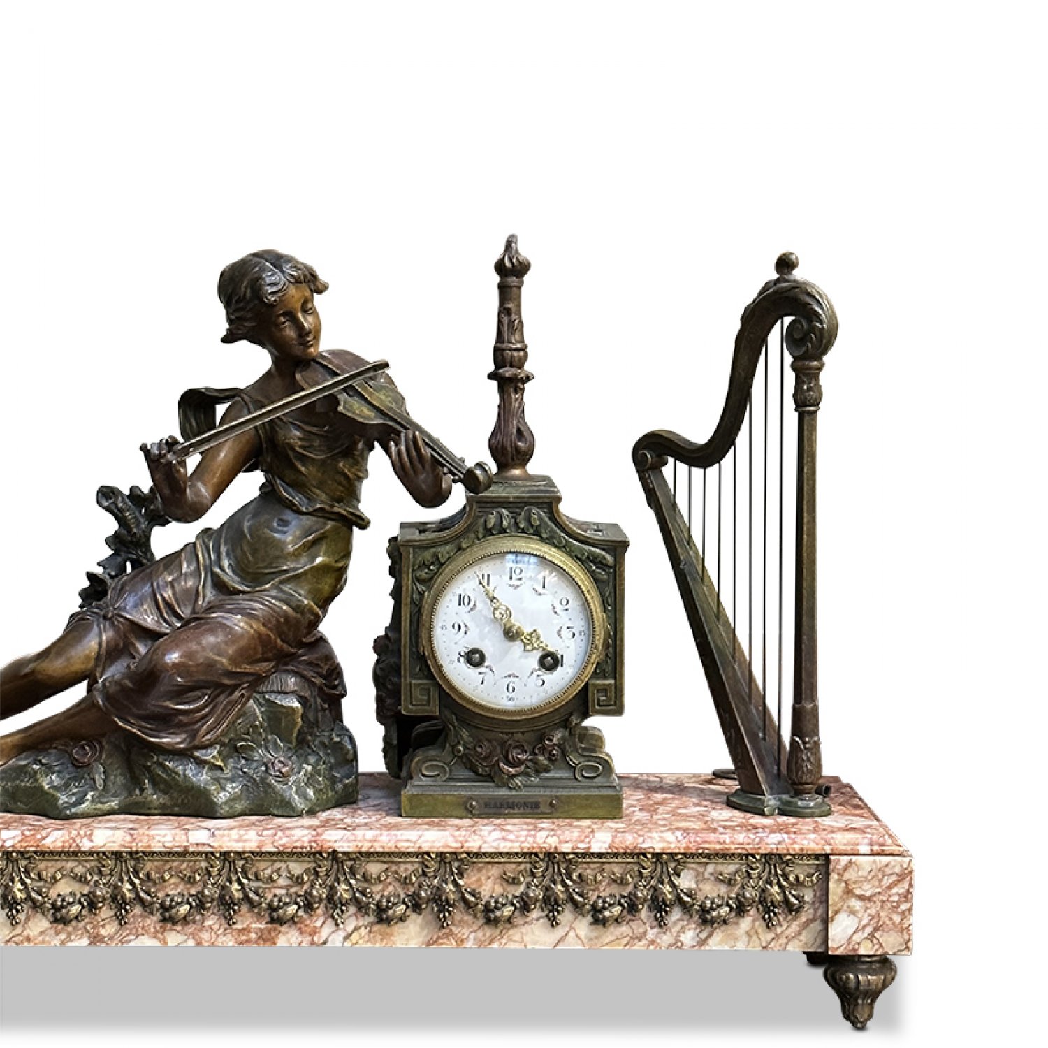 French garniture music themed clock c.1890