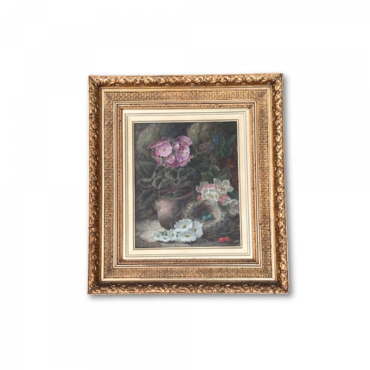 19th Century oil on board still life painting by Oliver Clare