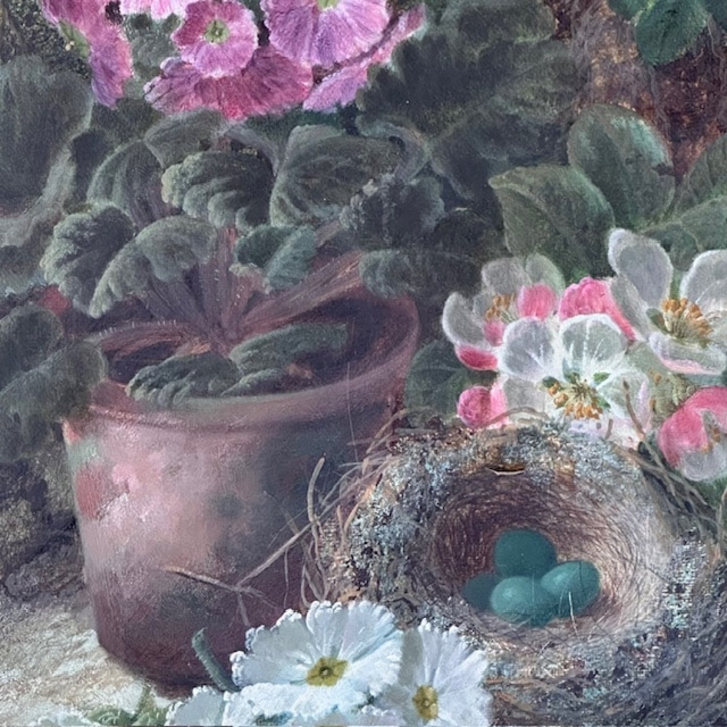 19th Century oil on board still life painting by Oliver Clare