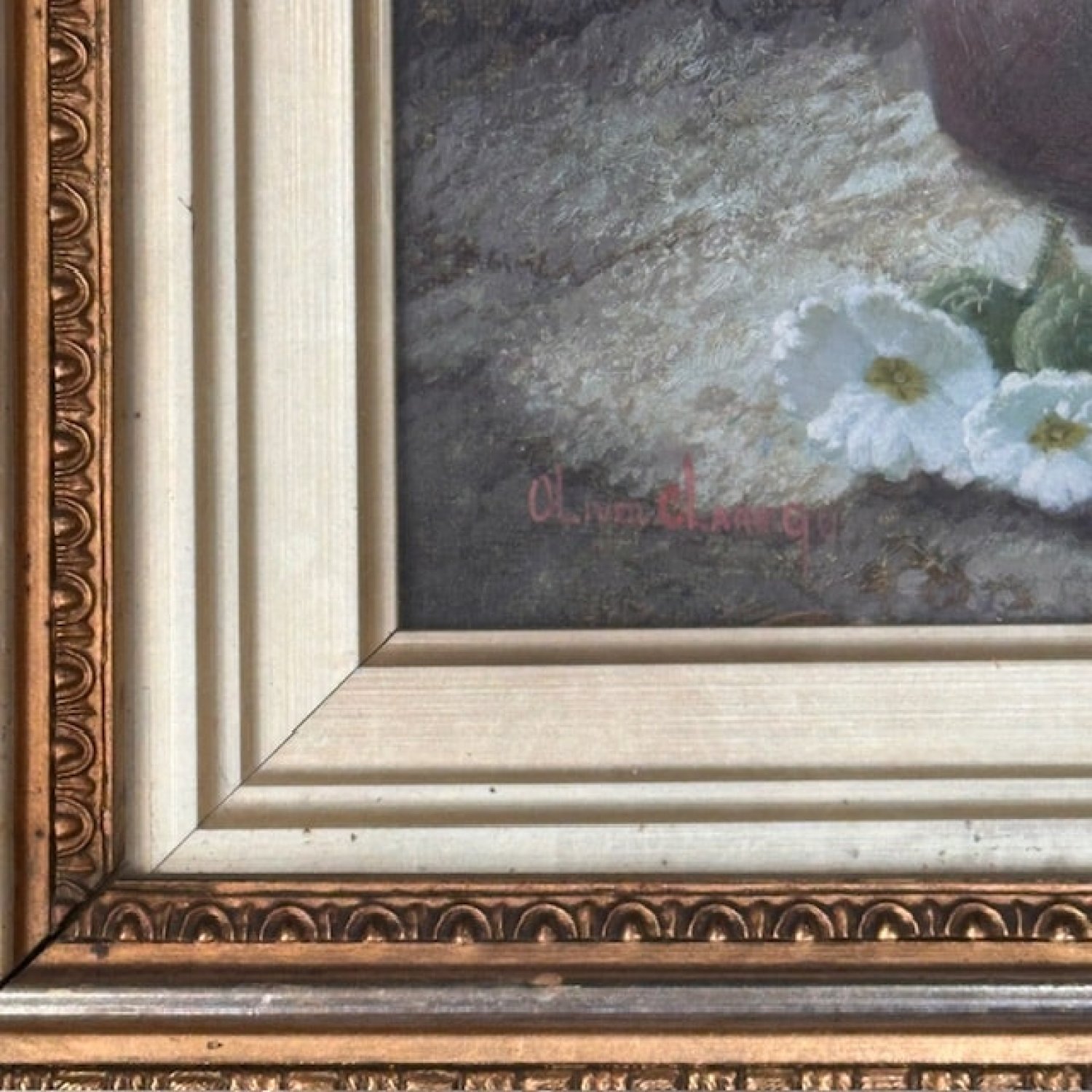 19th Century oil on board still life painting by Oliver Clare