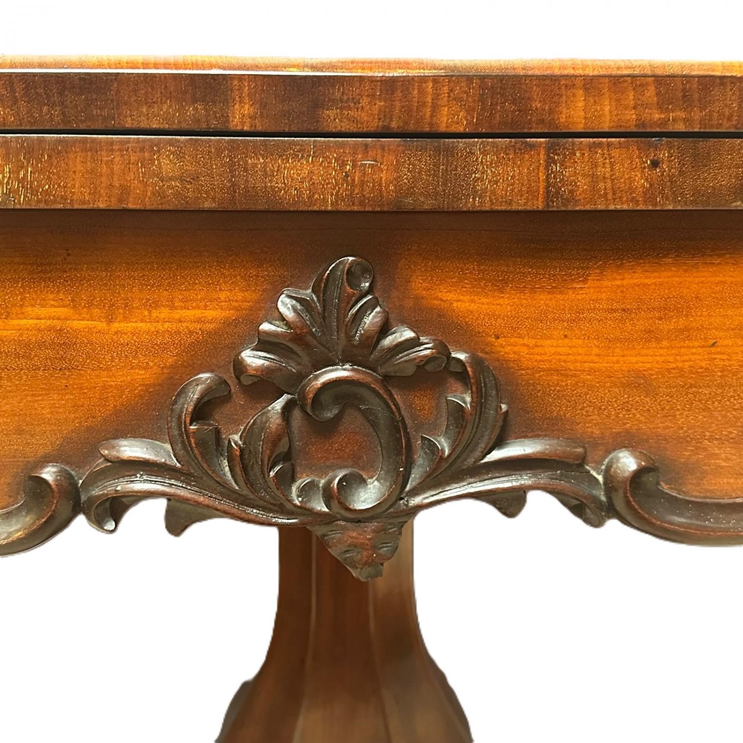 William IV English mahogany fold over card table 