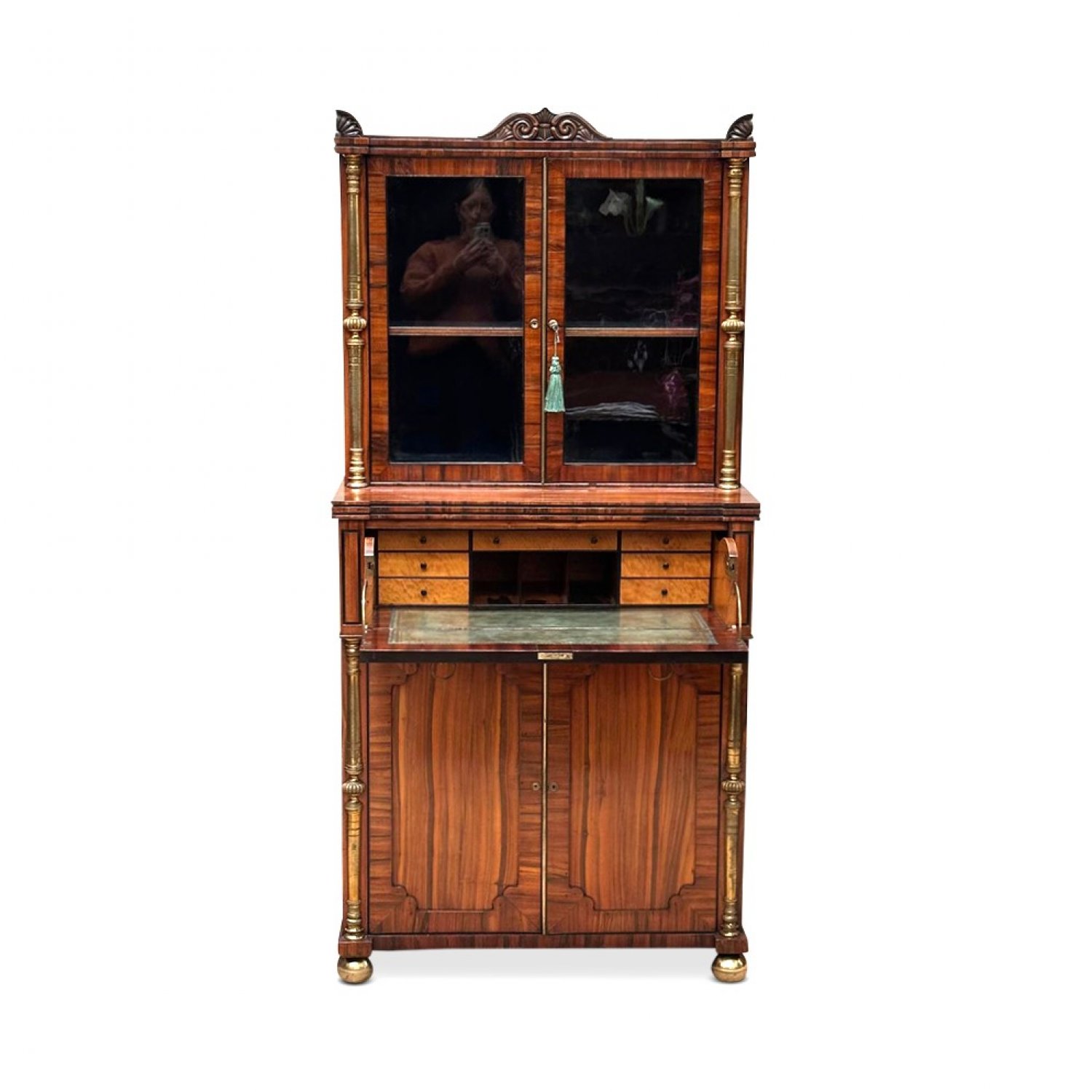 English Regency Grecian Zebrawood Secretaire, London 