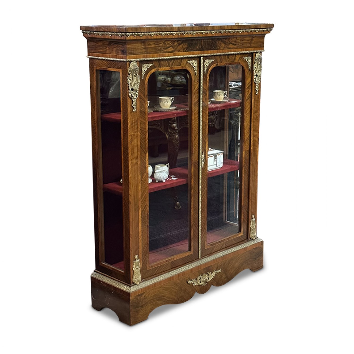 19th century french walnut 2 door vitrine