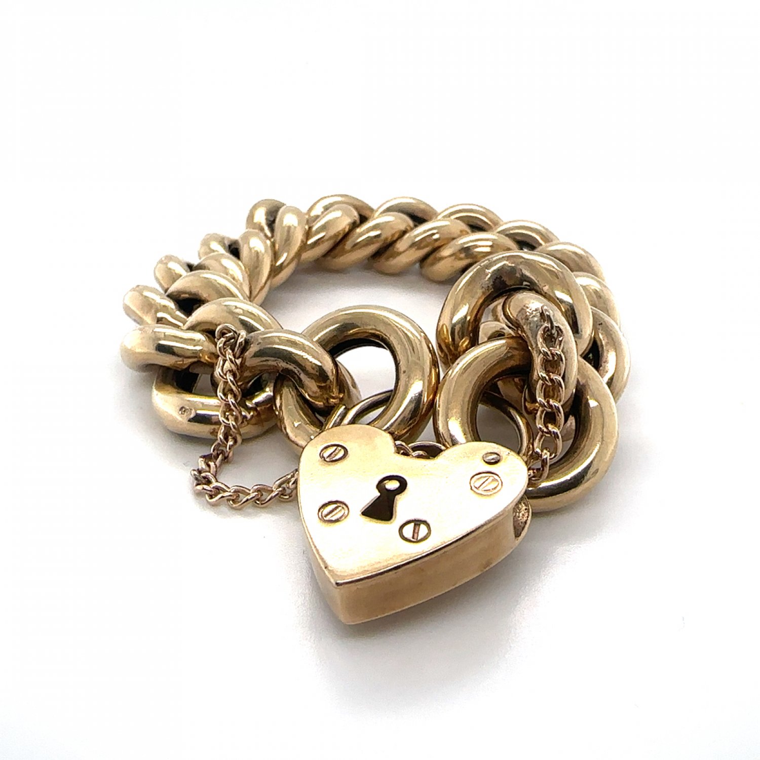 9ct yellow gold heavy curb link bracelet