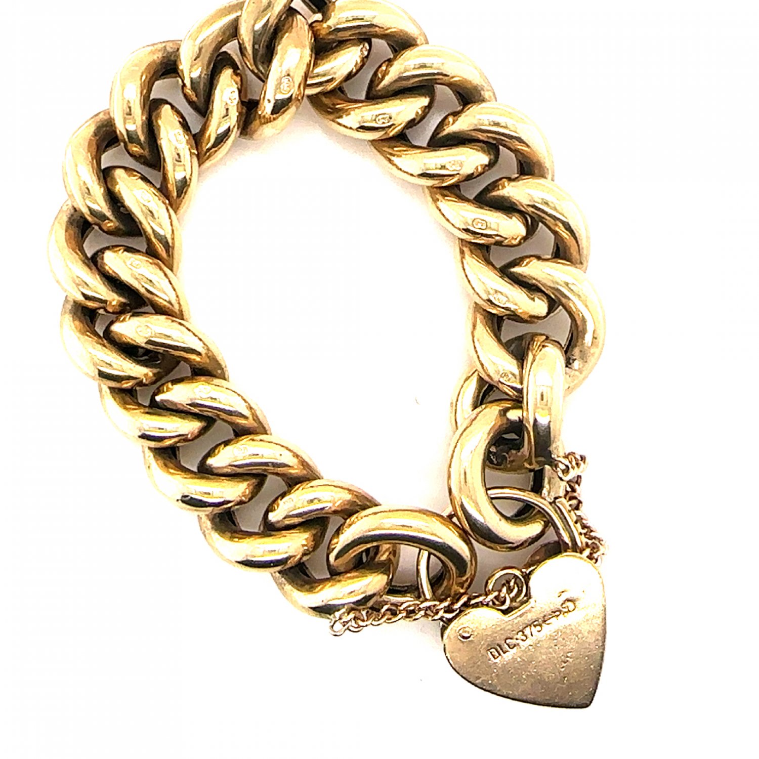 9ct yellow gold heavy curb link bracelet