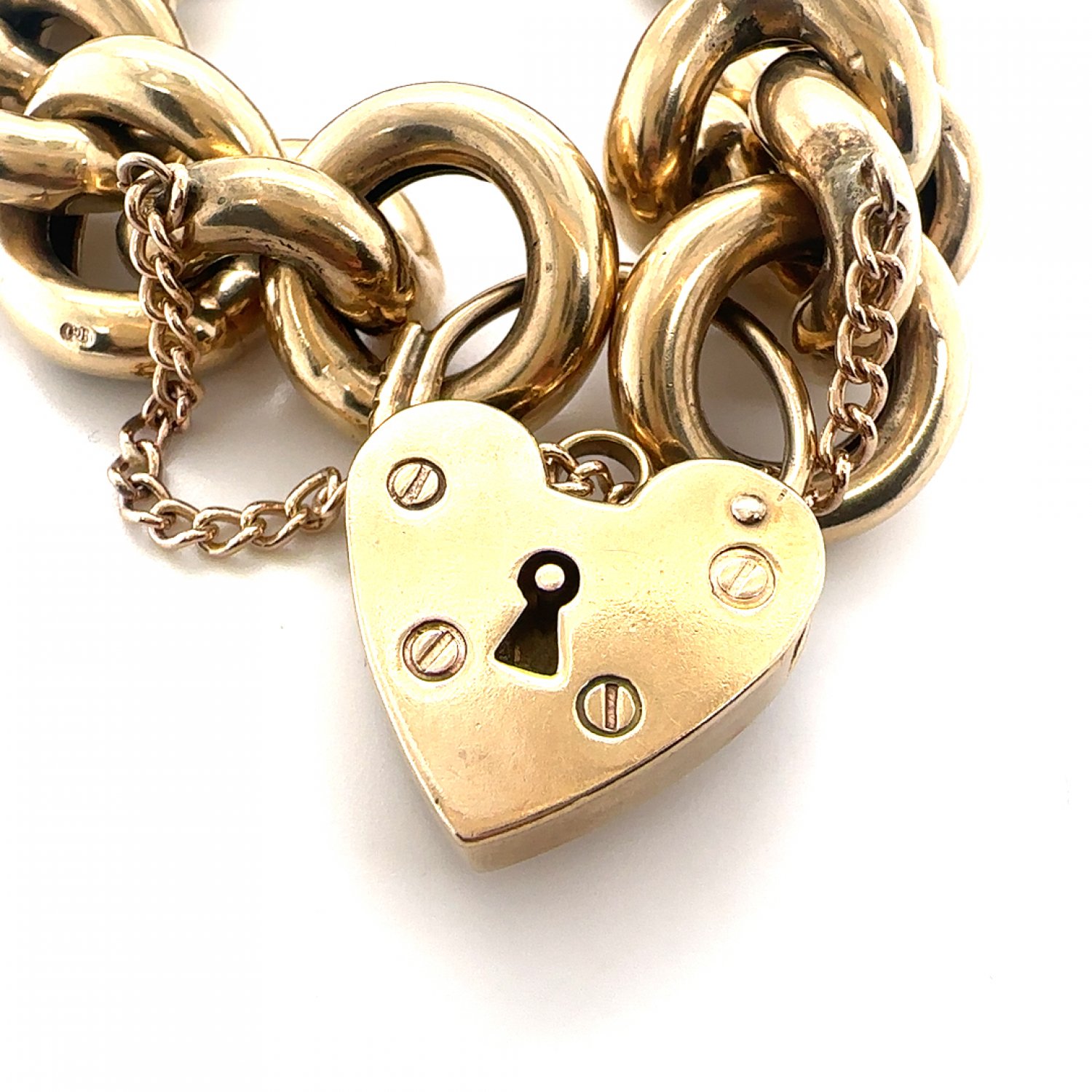 9ct yellow gold heavy curb link bracelet