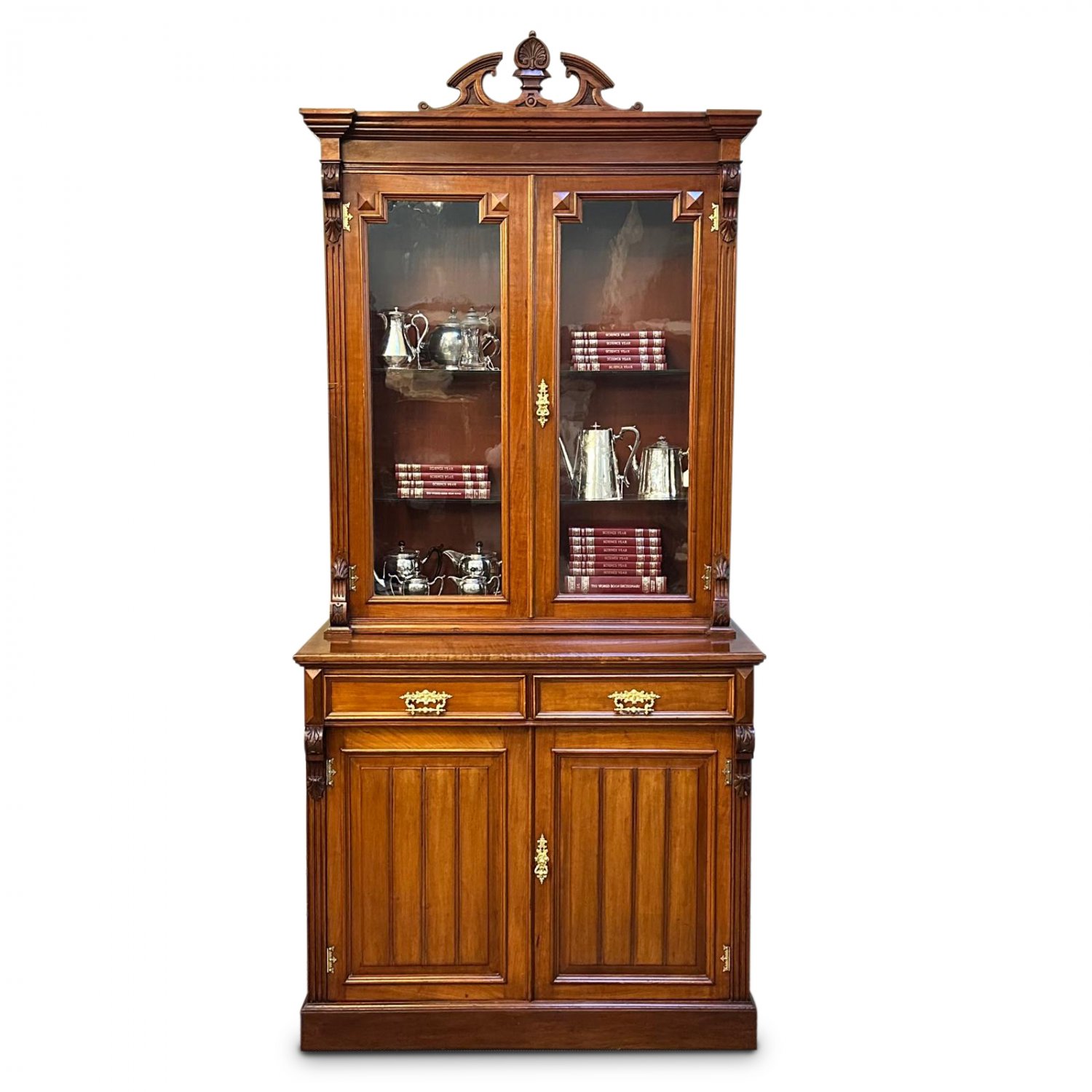 Superb Australian cedar two section bookcase 