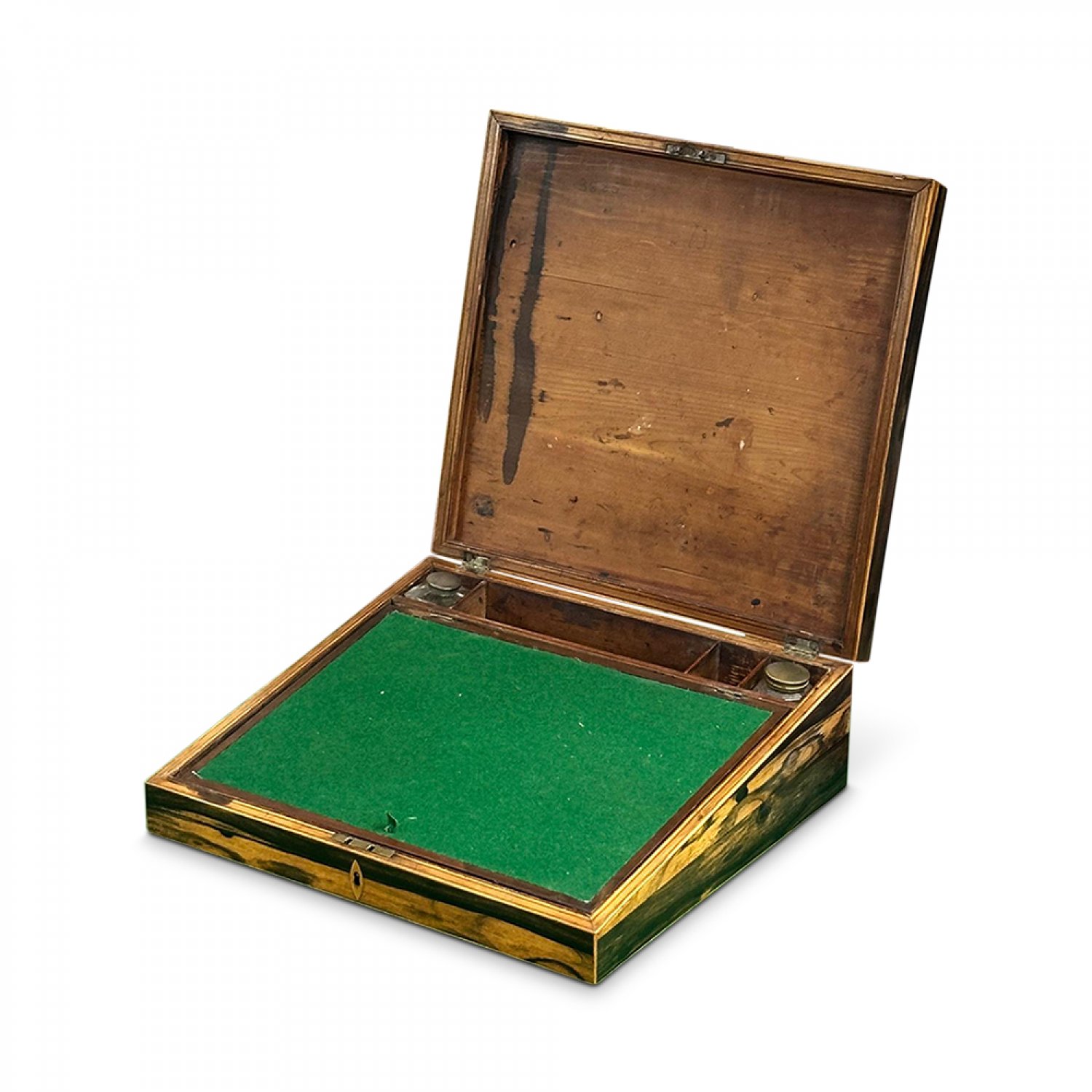 Rare early 19th century English coromandel writing slope with cubic inlays 