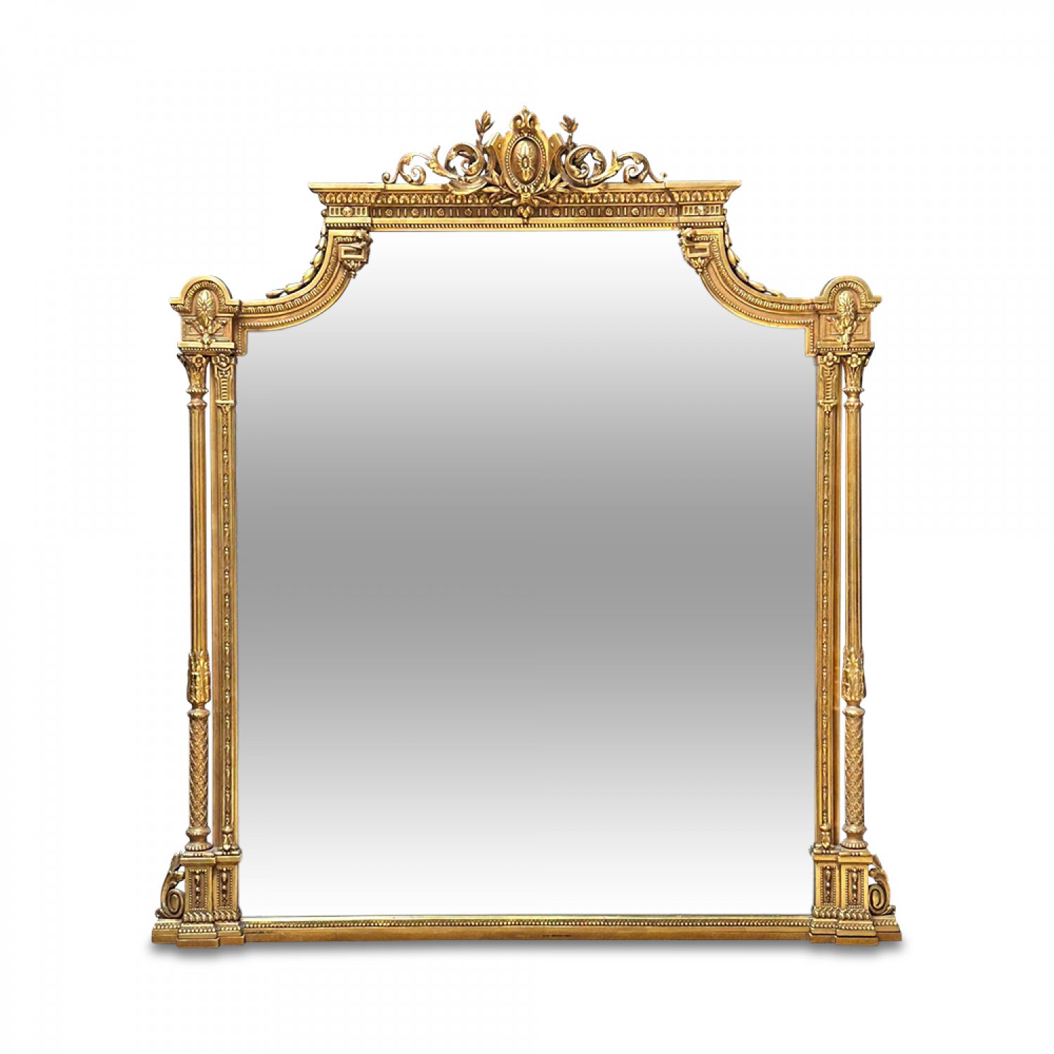 Superb French gilt overmantle mirror of grand proportions 