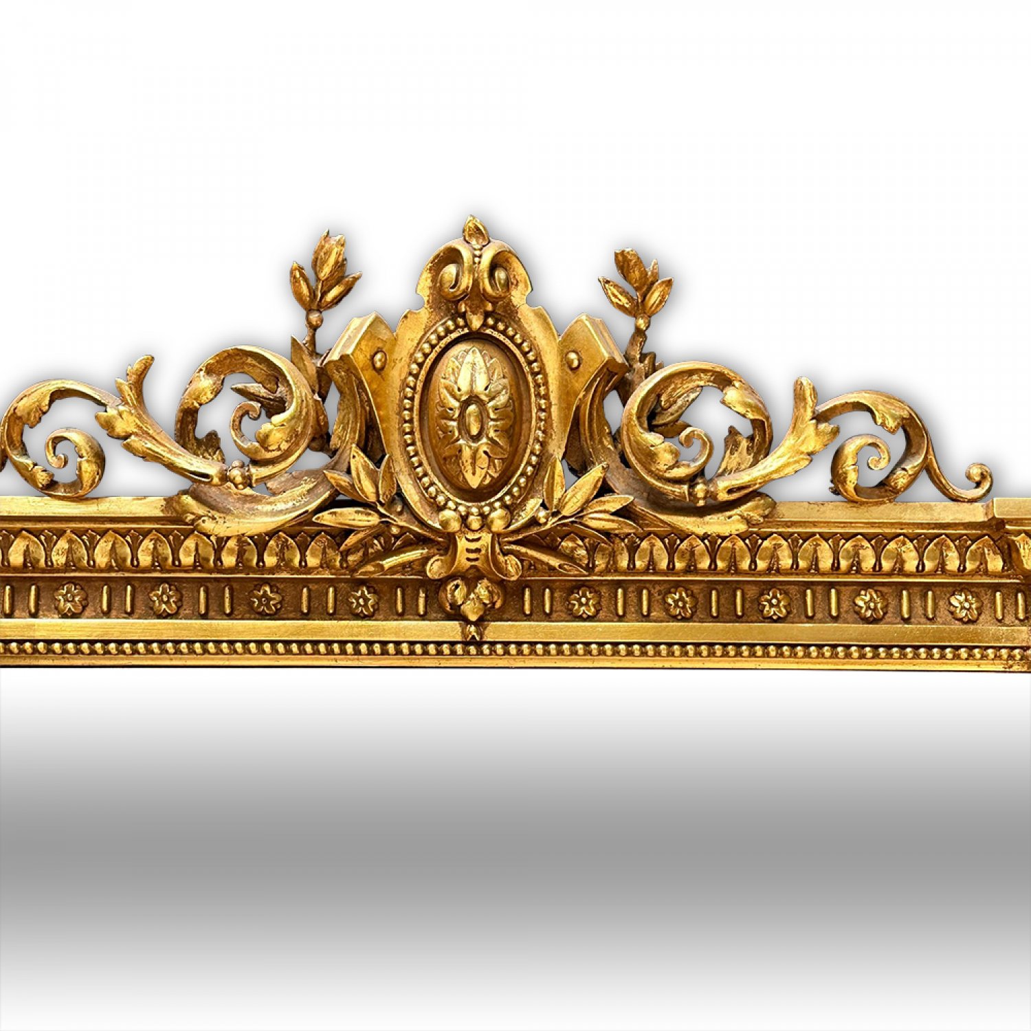 Superb French gilt overmantle mirror of grand proportions 