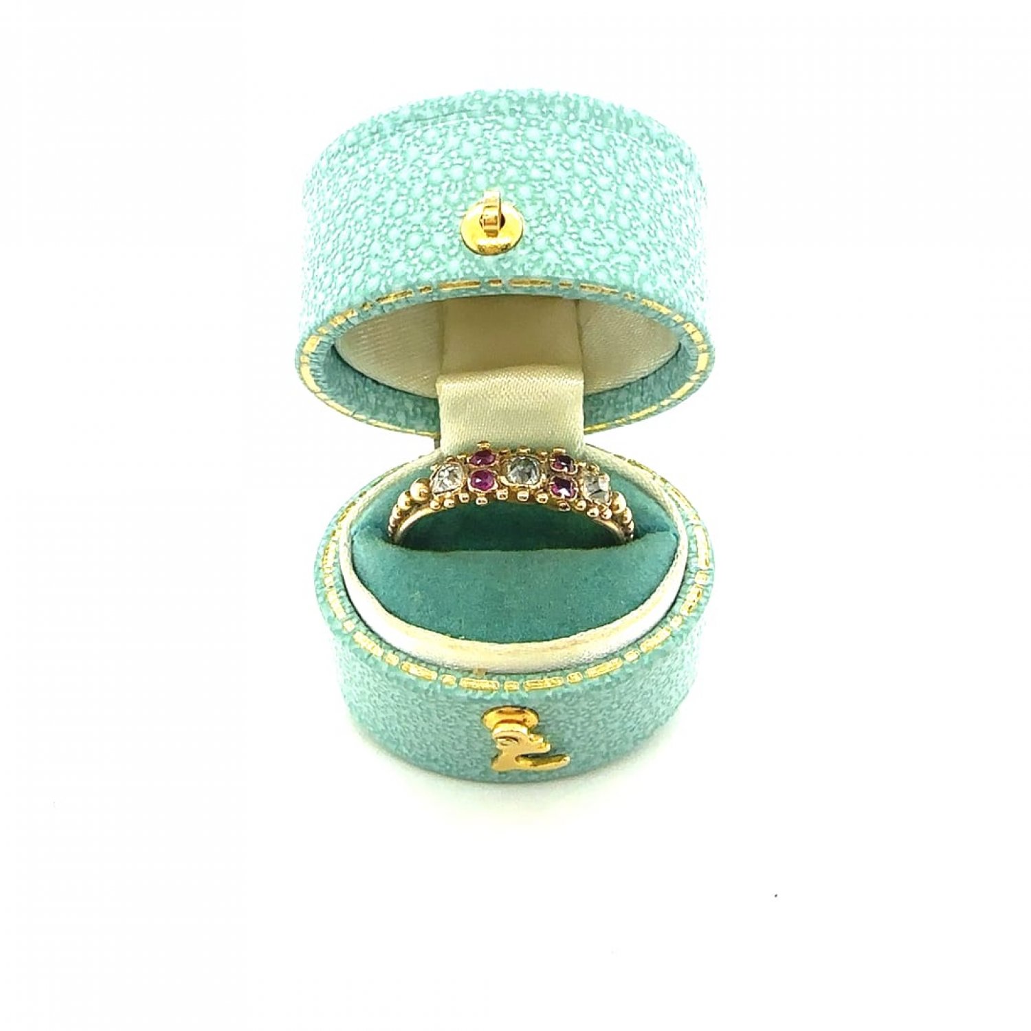 Antique 15ct ruby and diamond gypsy ring 