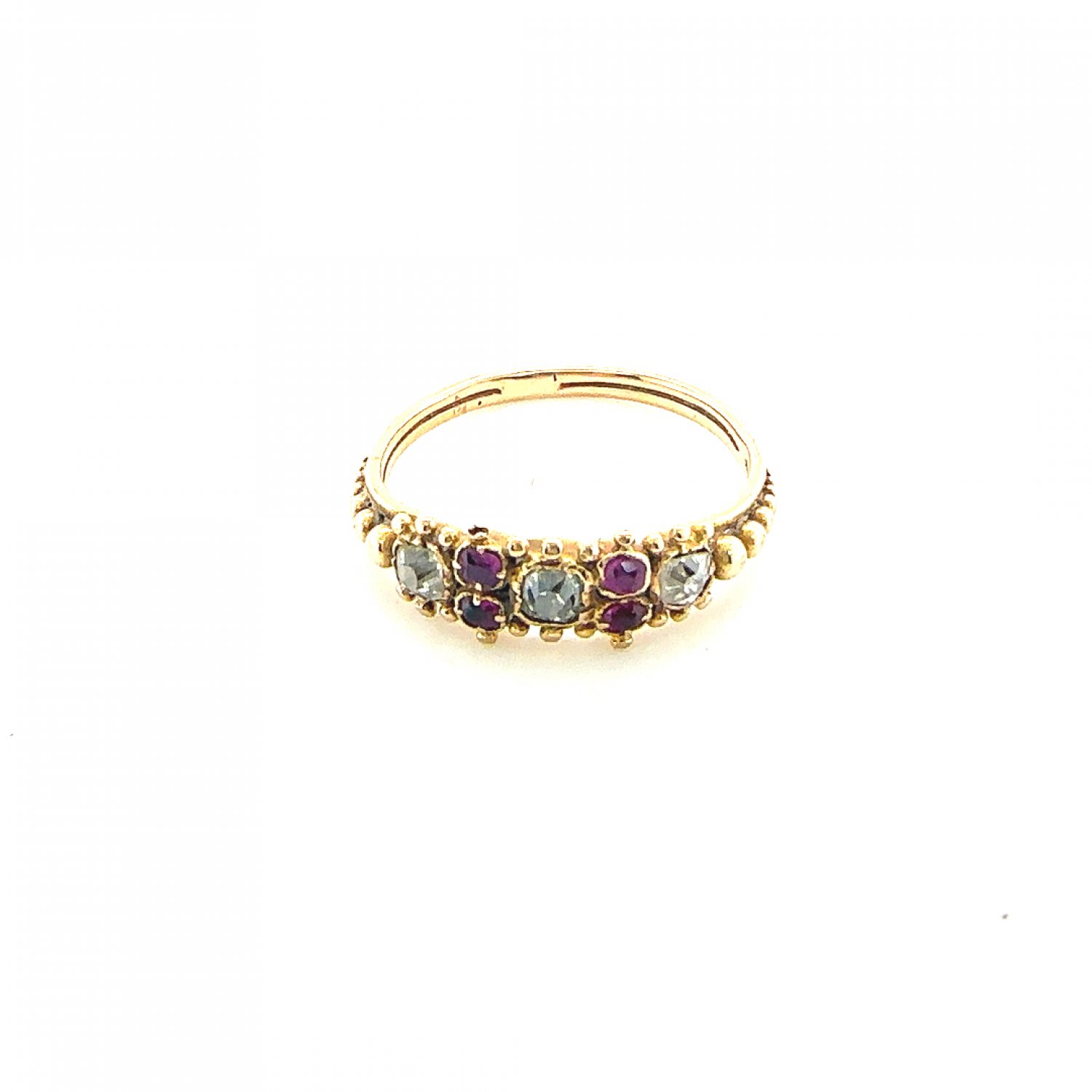 Antique 15ct ruby and diamond gypsy ring 