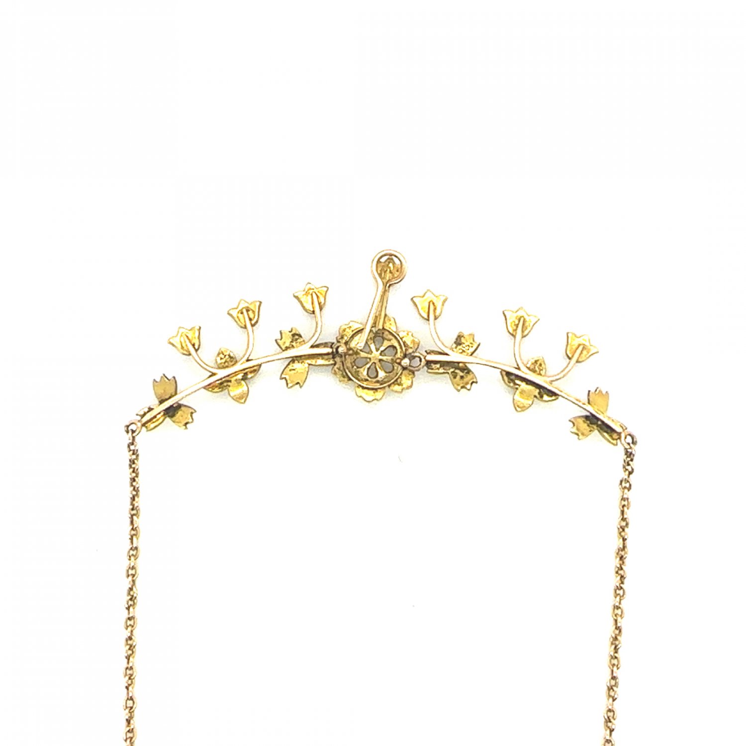 15ct yellow gold daisy and pearl necklace 