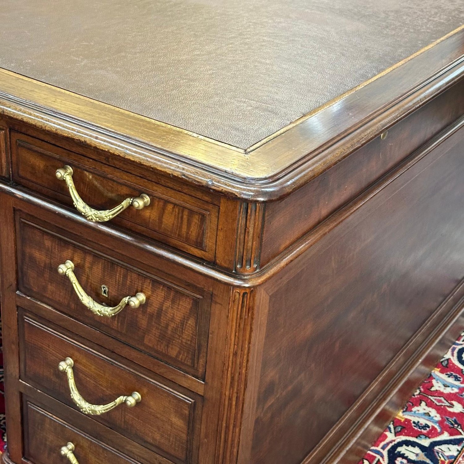 19th century French mahogany partners desk 