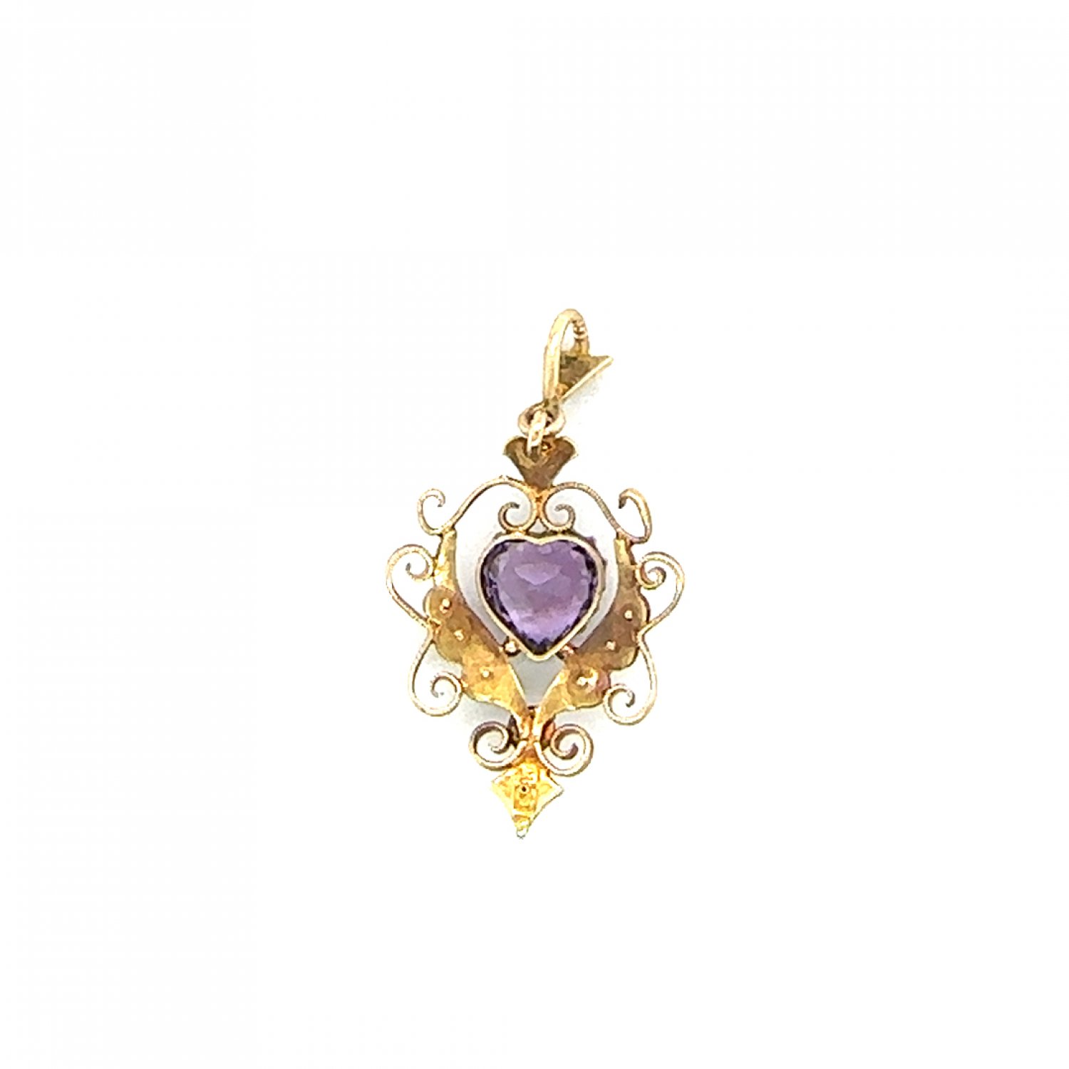 19th century 15ct rose gold pendant with amethyst and seed pearls