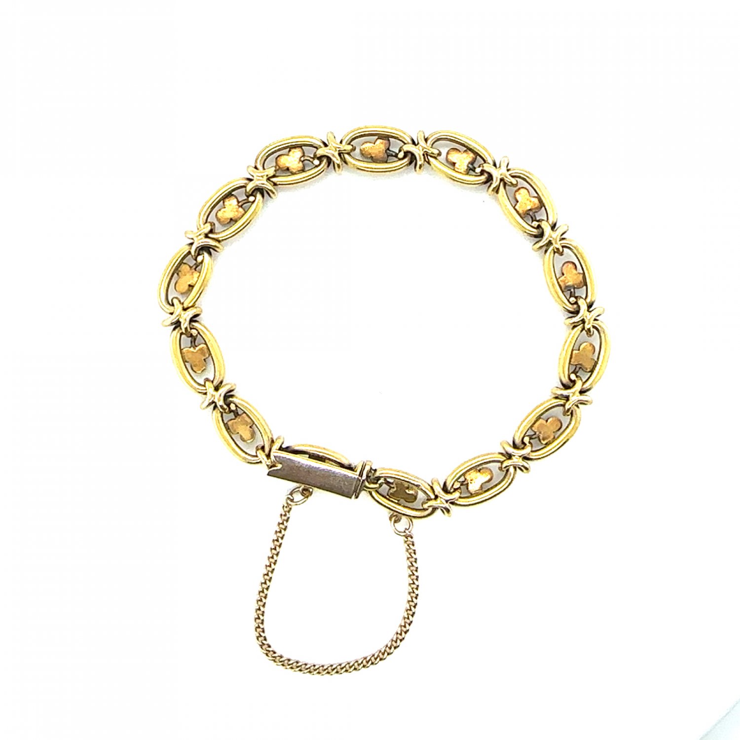 15ct yellow gold bracelet set with turquoise and seed pearls 