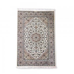 Superb finely knotted silk Persian Kashan carpet