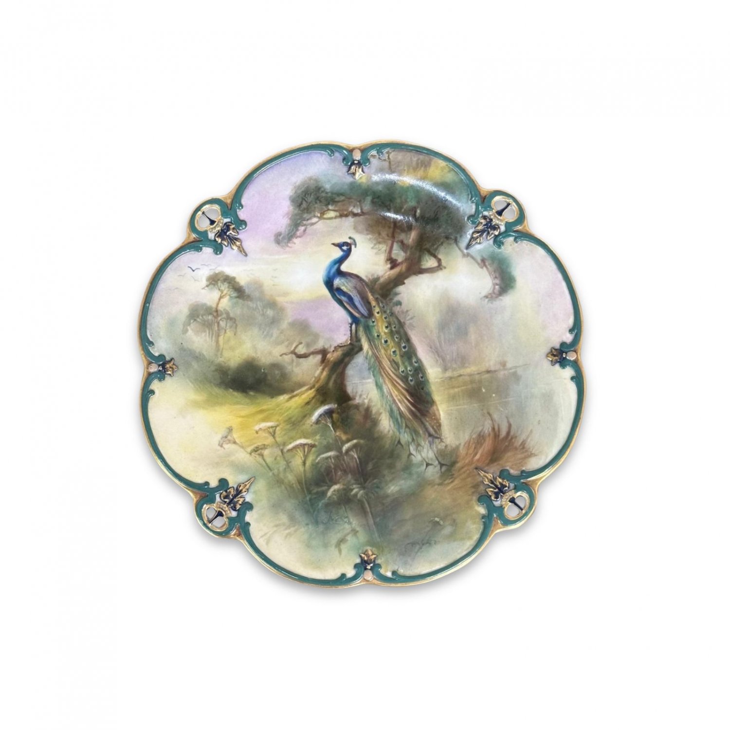 Hadley’s Royal Worcester peacock plate by J.Sedgley 