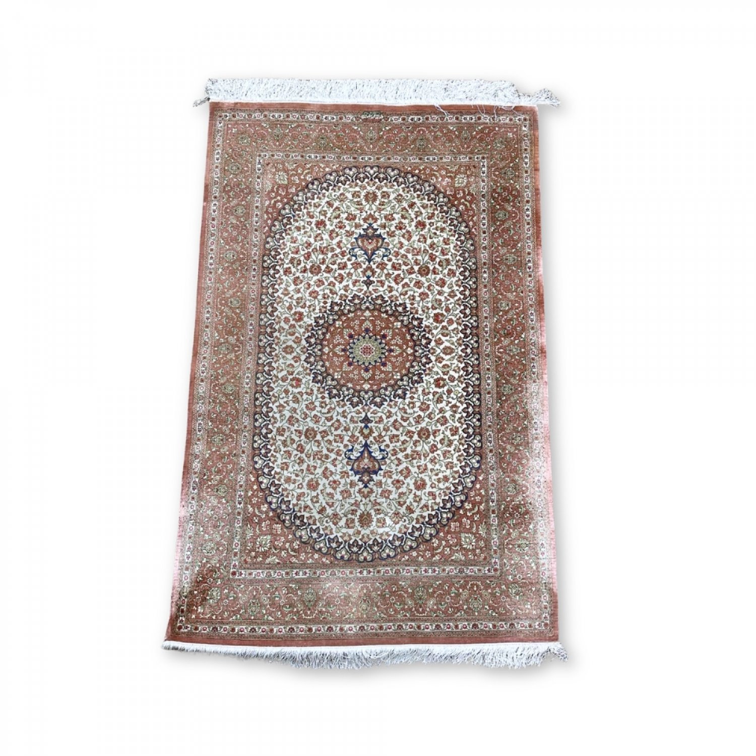 Qom silk Persian carpet signed Arloob