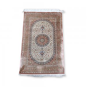 Qom silk Persian carpet signed Arloob