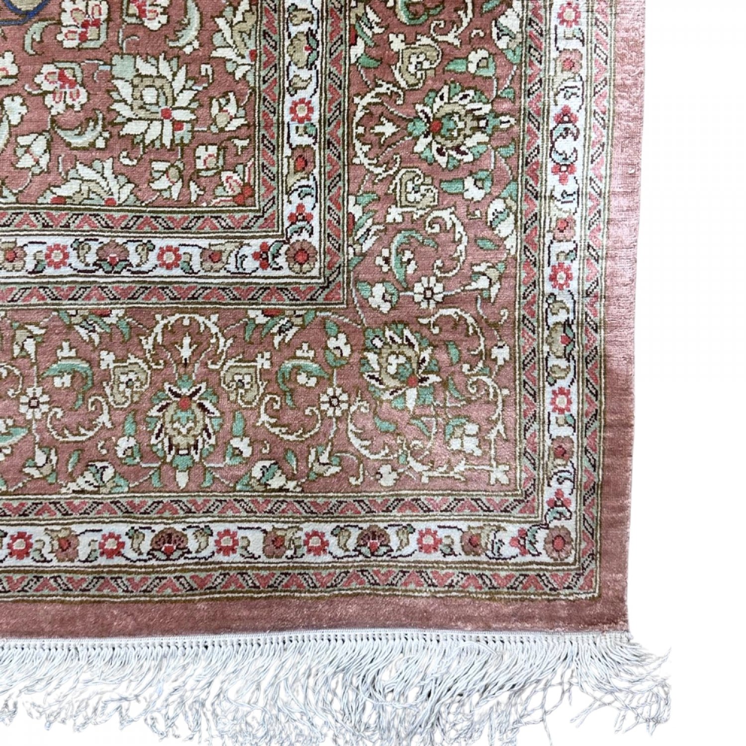 Qom silk Persian carpet signed Arloob