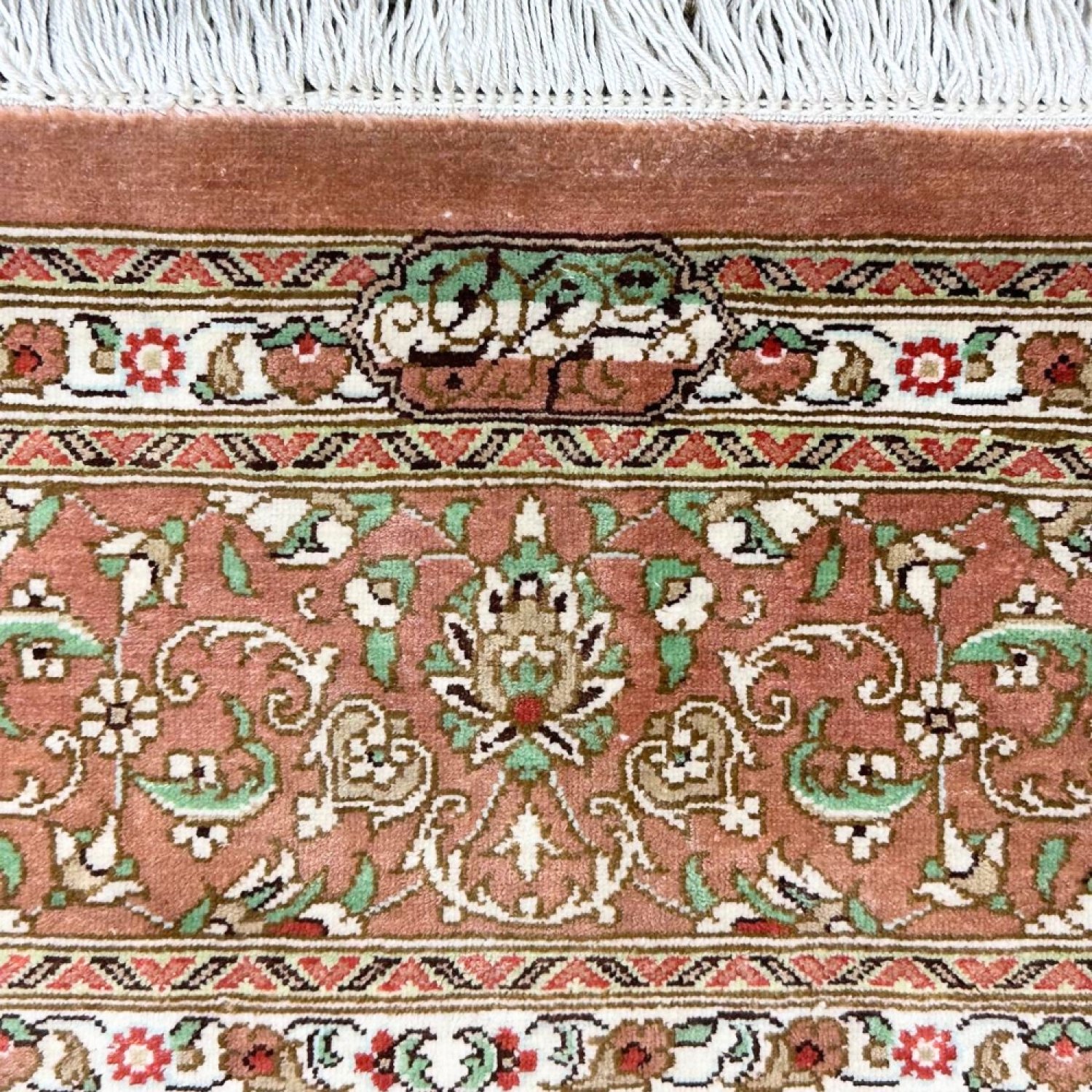 Qom silk Persian carpet signed Arloob