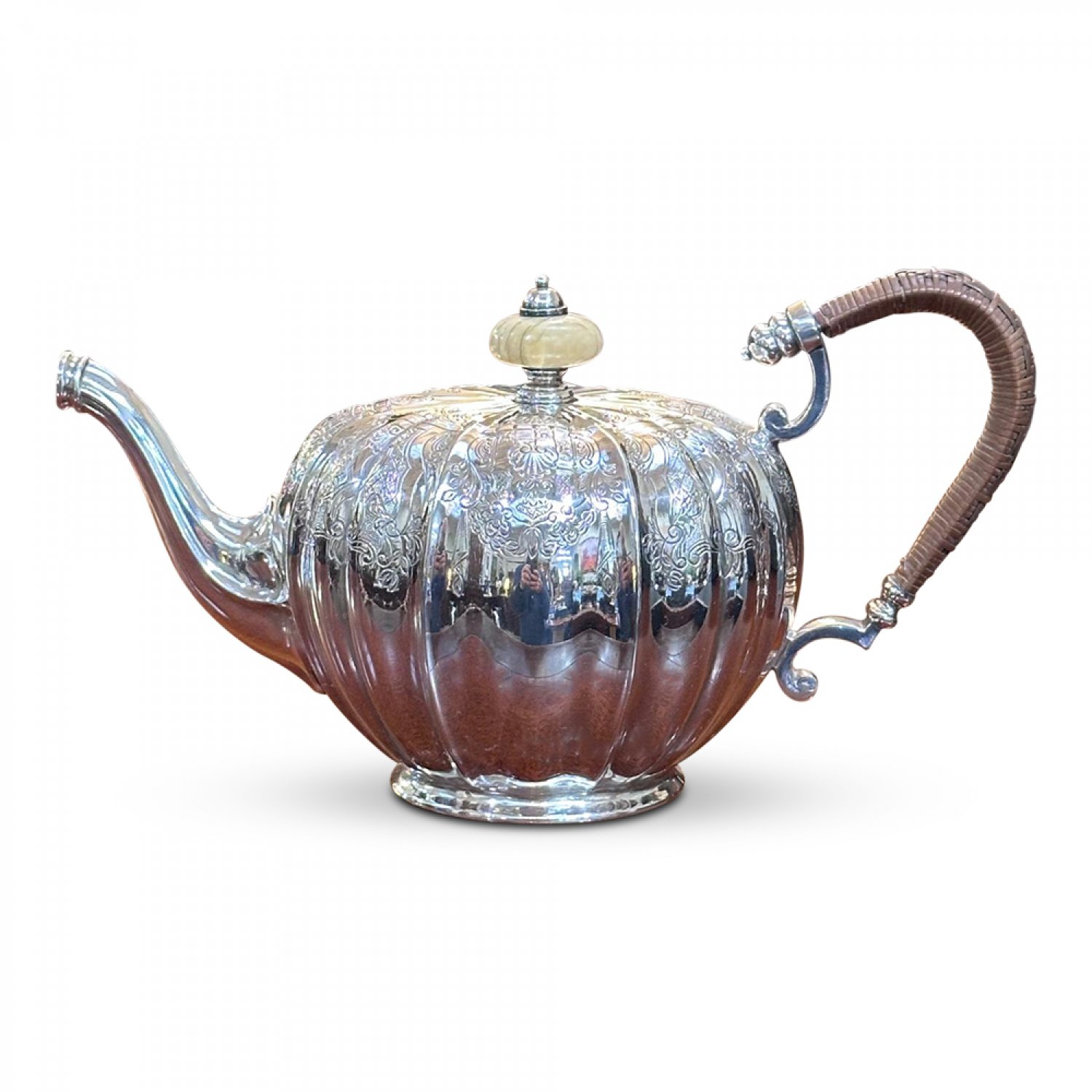 Outstanding boxed English sterling silver tea service by Elkington & co with Copeland coffee set 