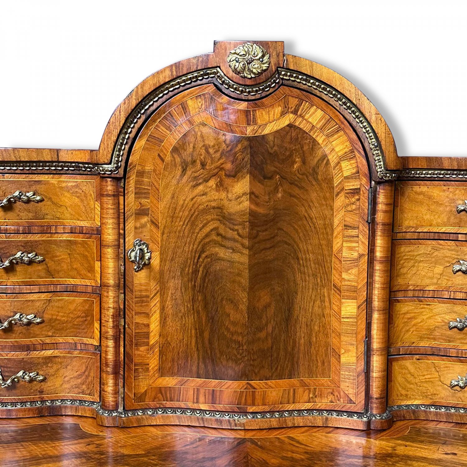 Superb French walnut figured ladies writing desk with ormolu mounts