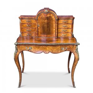 Superb French walnut figured ladies writing desk with ormolu mounts