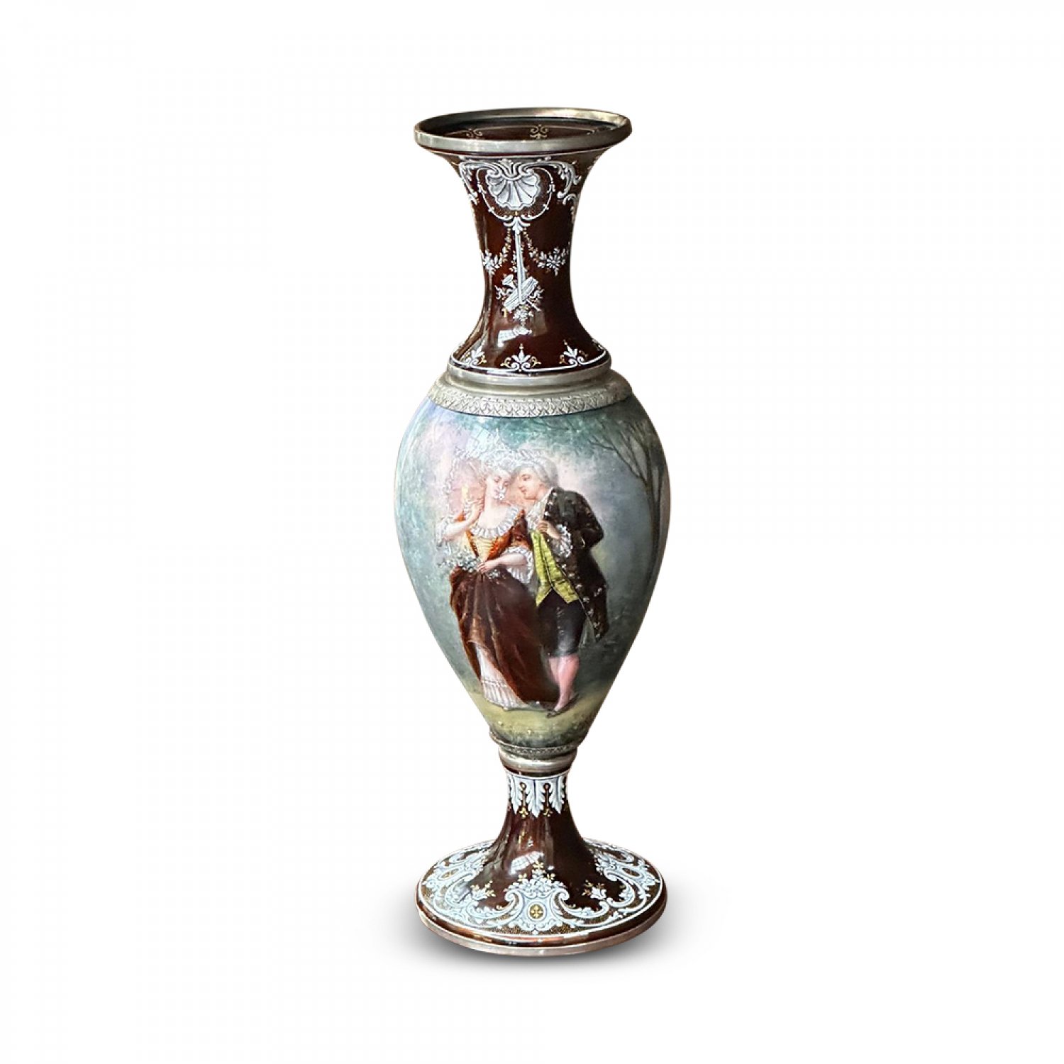 French Limoges handpainted and enameled vase by Camille Faure 