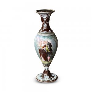 French Limoges handpainted and enameled vase by Camille Faure 