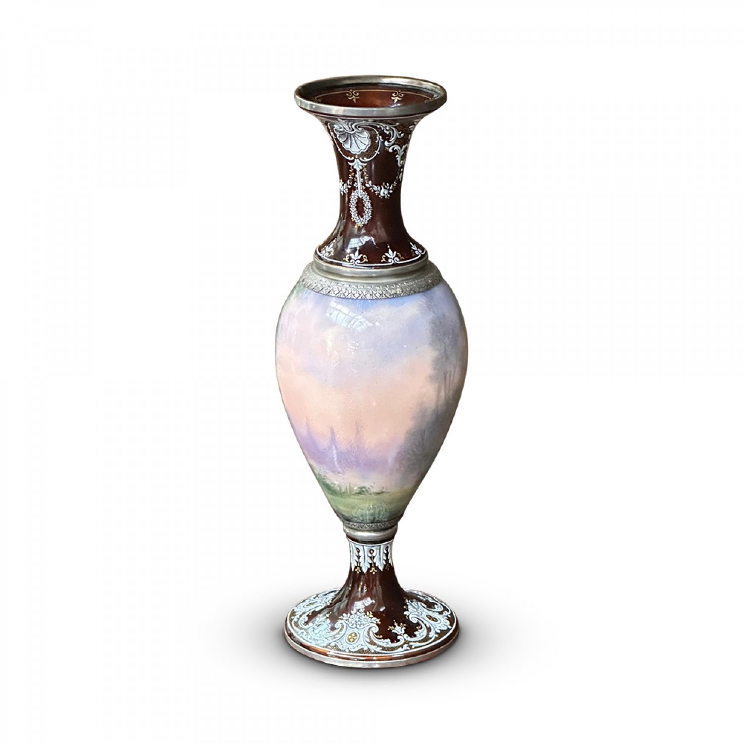 French Limoges handpainted and enameled vase by Camille Faure 