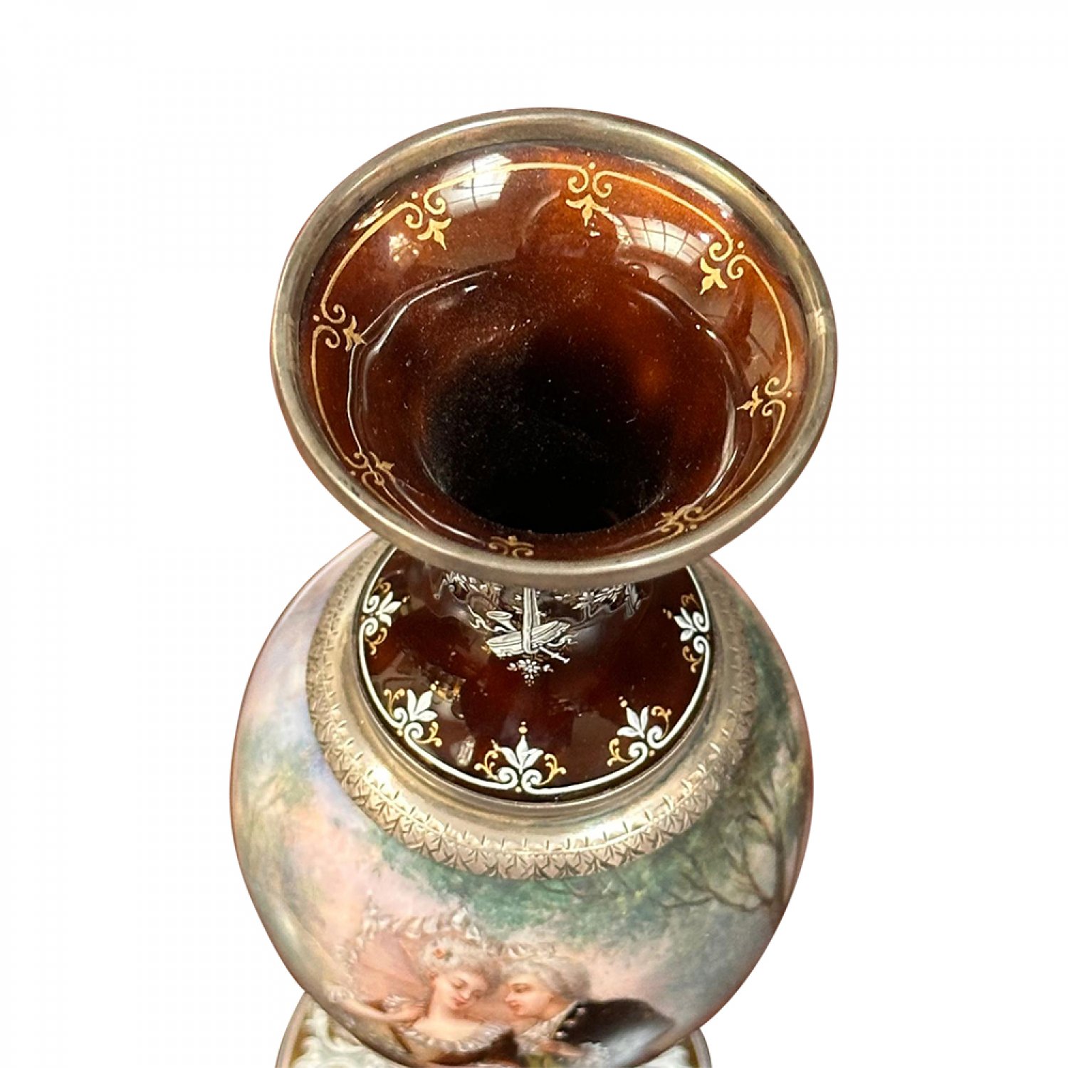 French Limoges handpainted and enameled vase by Camille Faure 