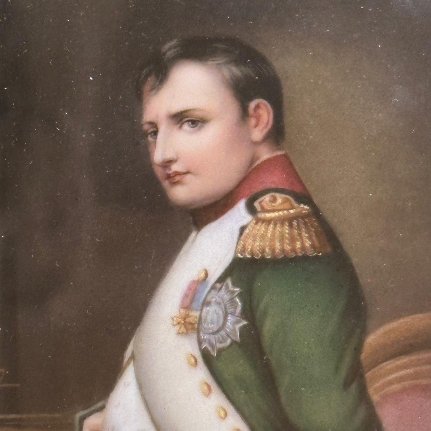 German KPM porcelain hand painted miniature signed portrait of Napoleon Bonaparte