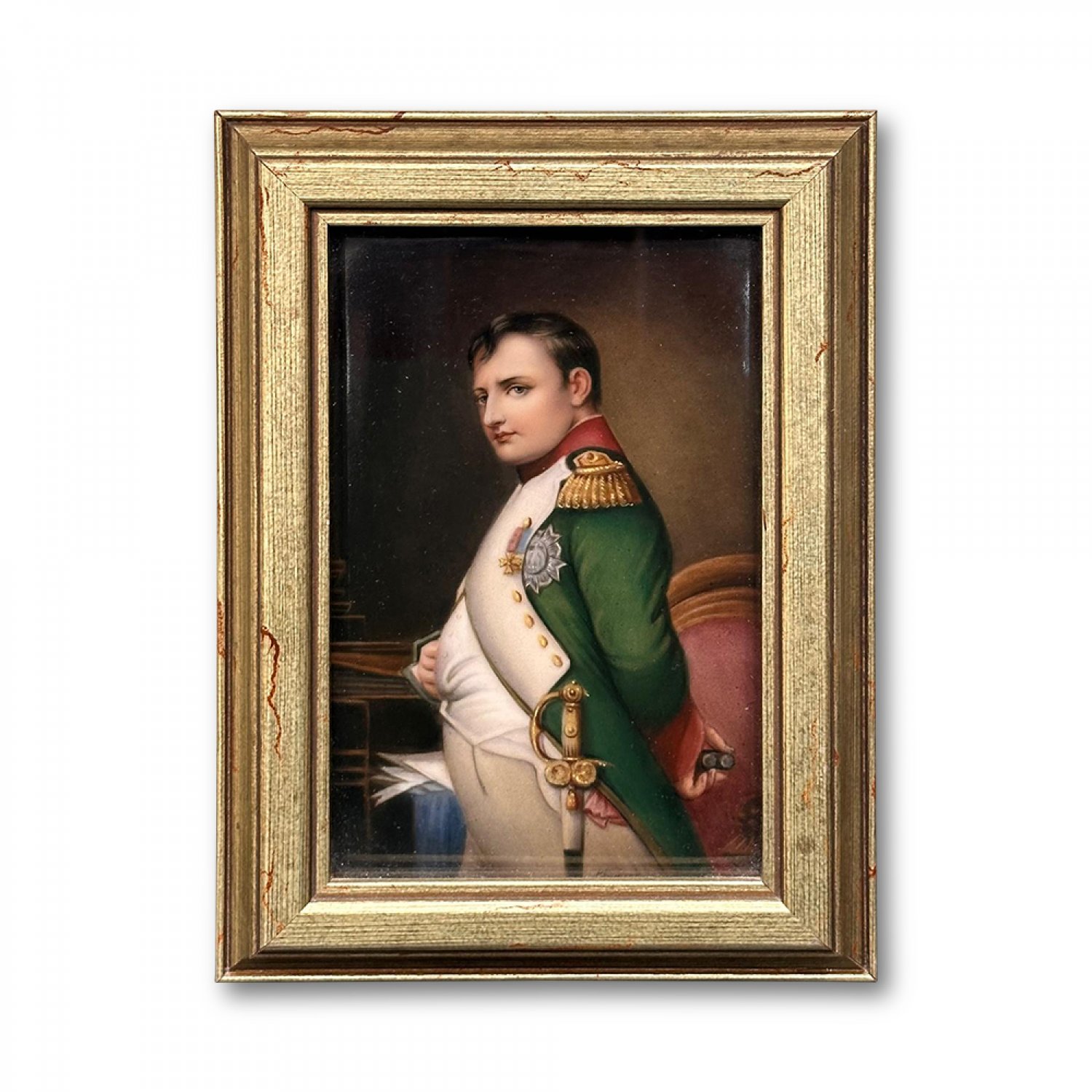 German KPM porcelain hand painted miniature signed portrait of Napoleon Bonaparte