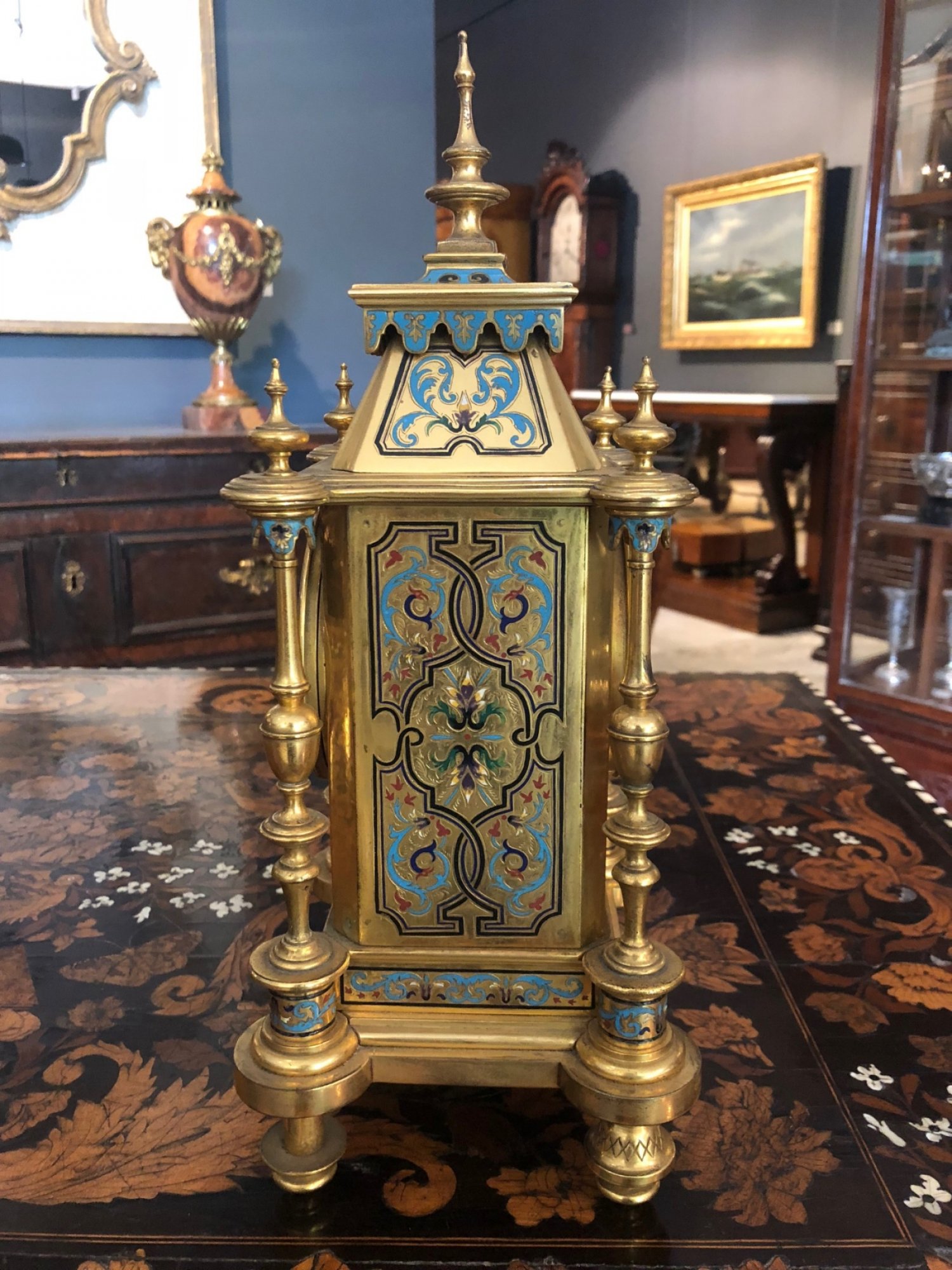 Late 19th Century French Enamel Mantle Clock