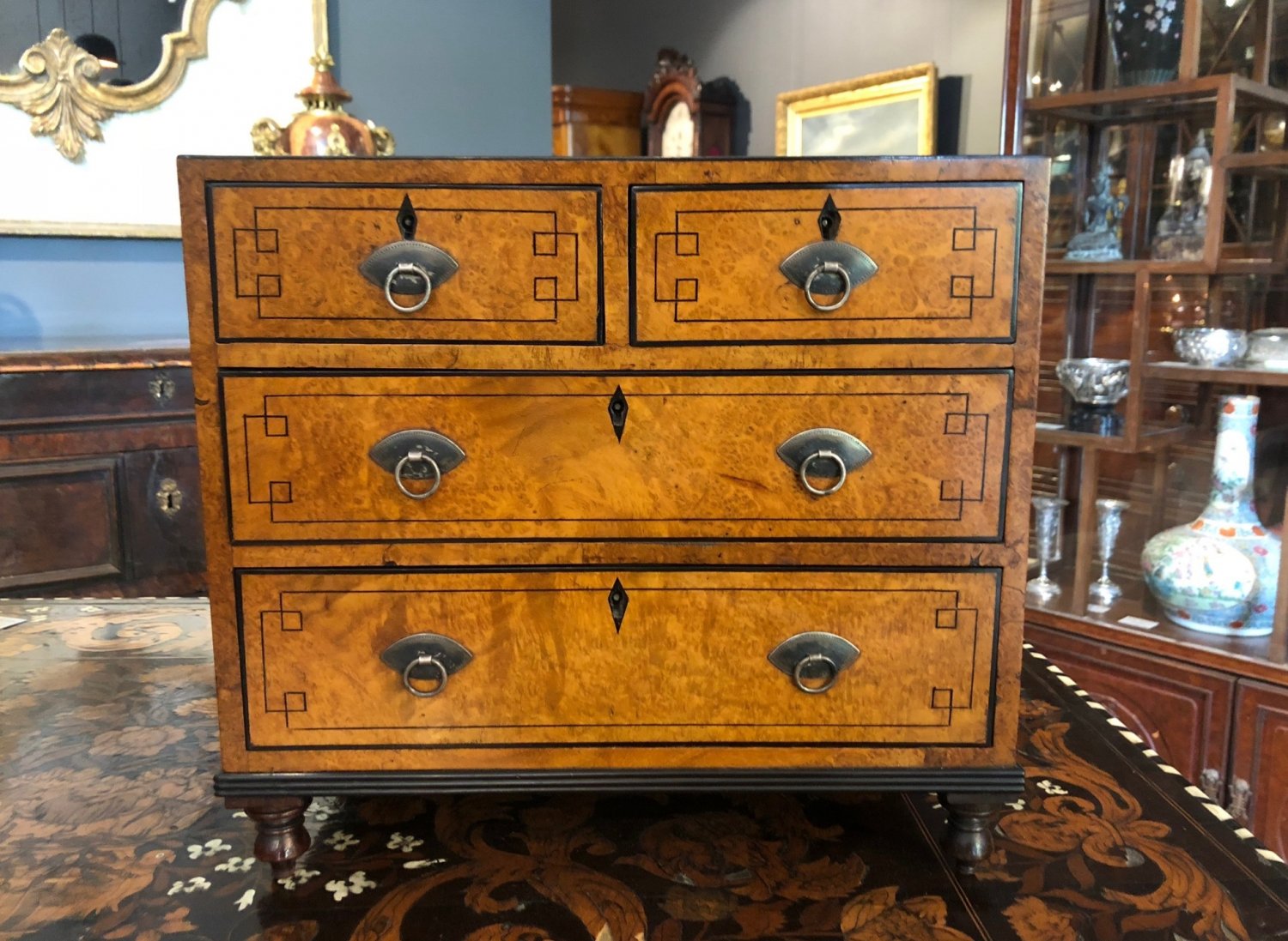 19th Century Chinese Amboyna Apprentice Chest C 1820 Walter Co