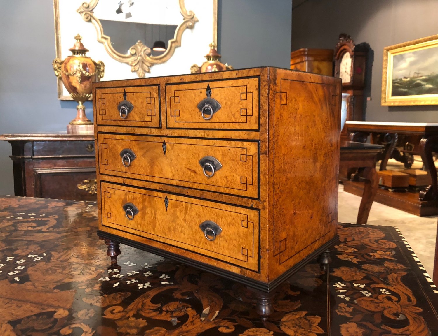 19th Century Chinese Amboyna Apprentice Chest C 1820 Walter Co