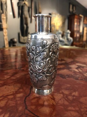Late 19th Century Chinese Silver Miniature Vase by Kwong Woo