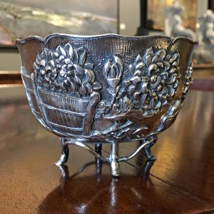 Chinese Export Silver Lotus-Shaped Bowl